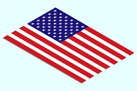 Isometric American Flag Icon United States Flag Symbol Illustration