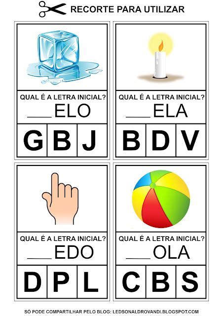 Fichas qual é a letra inicial colorido e para colorir material