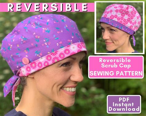 Scrub Cap Pattern Pdf Reversible Surgical Cap Sewing Pattern Etsy