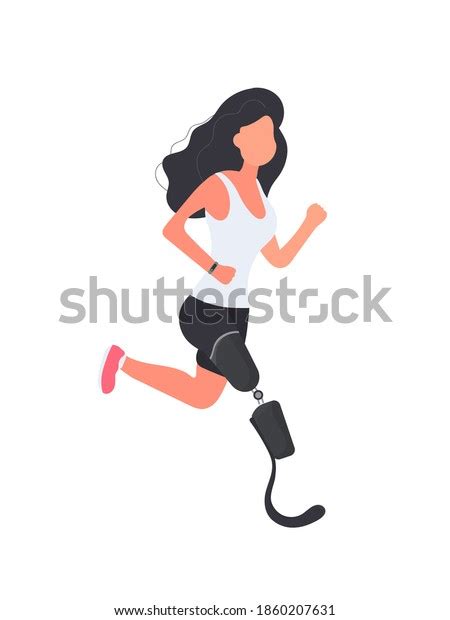 Girl Prosthetic Leg Running Vector Stock Vector Royalty Free 1860207631 Shutterstock