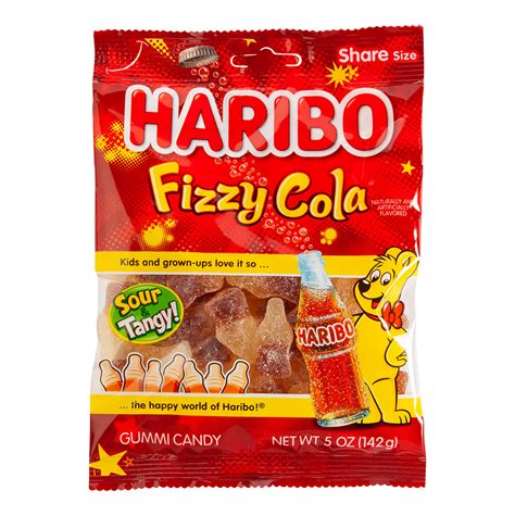 Haribo Fizzy Cola Gummi Candy 5 Oz Peg Bag Nassau Candy