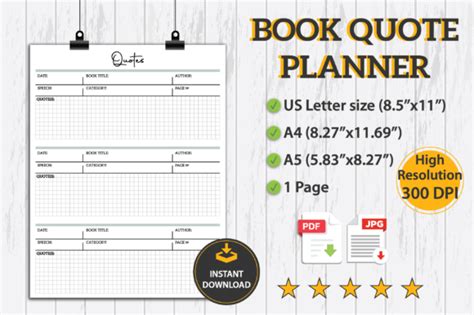 Book Quote Planner Printable Graphic by HandyBooks · Creative Fabrica