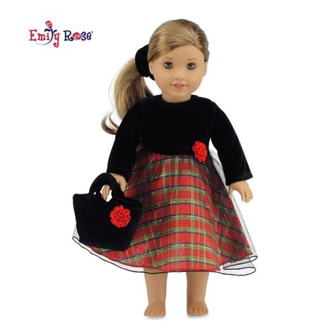 Emily Rose 18 Doll Clothes Beautiful Red Holiday 18 Doll Dress With Black Velvet Top 18