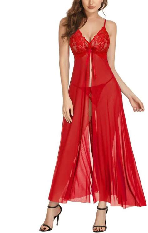 Buy Ssoshhub Women Red Self Design Net Baby Doll Lingerie Set Online At