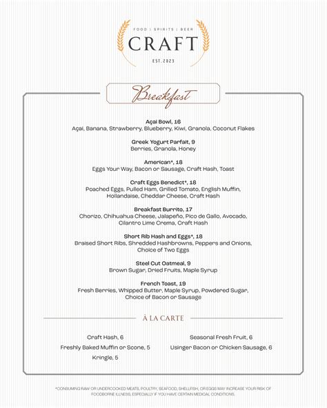 Craft Menu's | Trade Hotel