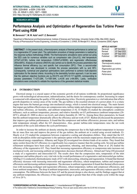 Pdf Performance Analysis And Optimization Of Regenerative Gas Turbine