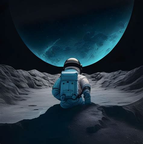 ESA astronaut on the moon watching Earth | Space artwork, Earth from ...