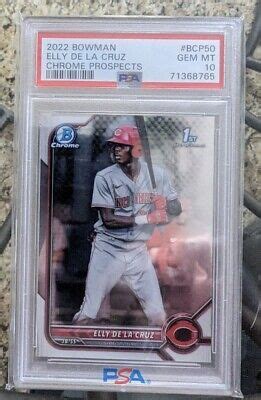 2022 1st Bowman Chrome Prospects BCP50 Elly De La Cruz PSA 10 Reds