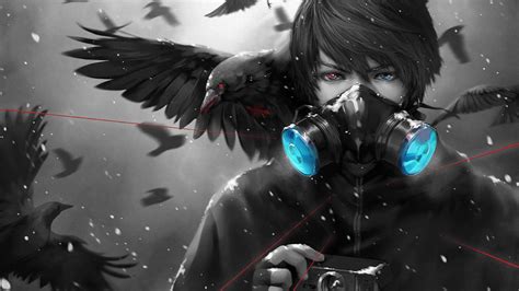 Download Boy With Gas Mask Dark Aesthetic Anime Pfp Wallpaper