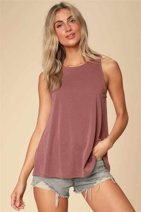 Cute Marsala Tank Top Knit Tank Top Wide Cut Tank Lulus