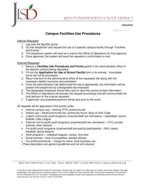 Fillable Online Judsonisd Campus Facilities Use Judson Independent