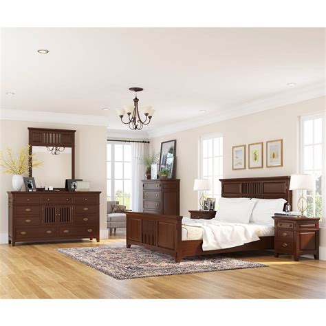 Bardugo Traditional Mahogany Wood 6 Piece Bedroom Set