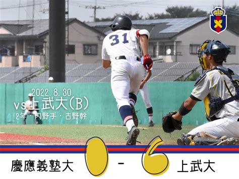 【試合結果】r4夏op戦 Vs 上武大 B 慶應義塾体育会野球部