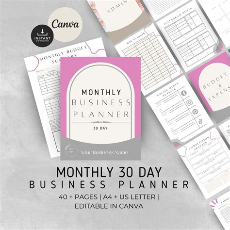 30 Day Business Plan Template Instant Download Canva Small Business Planner Start Up Workbook