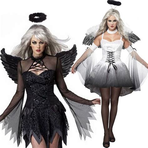 Halloween Cosplay Womens Dark Angel Devil Costume Fancy Dress Ghost