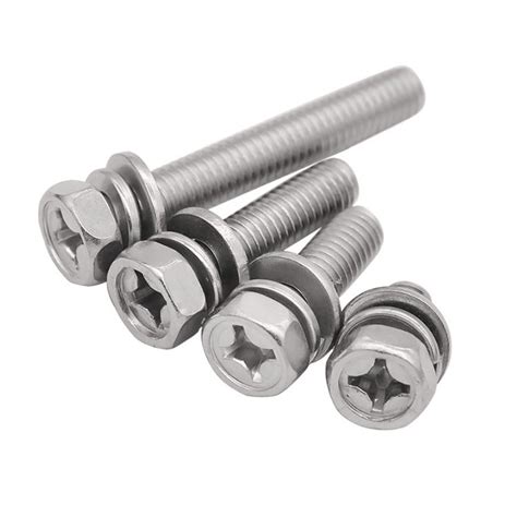 SUS304 Cross Recessed Composite Screws Hex Head Stainless Steel Screw