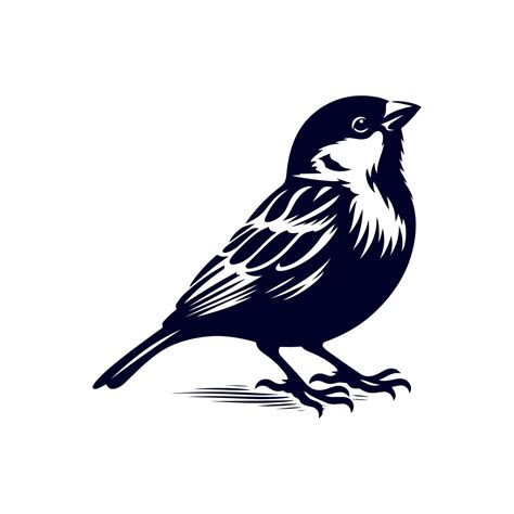 Sparrow Bird Silhouette Clip Art Isolated Illustration On White