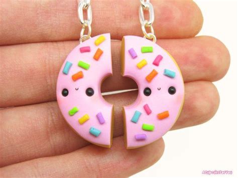 Kawaii Donut Best Friend Keychain Bff Donuts Friendship Food Best