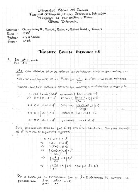 SOLUTION C Lculo Diferencial Leithold Secci N 1 5 Ejercicios Resueltos