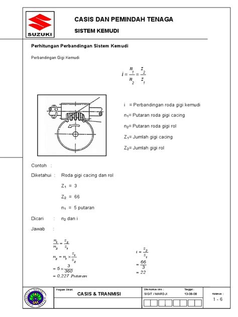 Perhitungan Perbandingan Sistem Kemudi Pdf