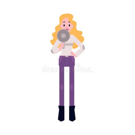 Woman Protester Vector Illustration Young Caucasian Girl Standing