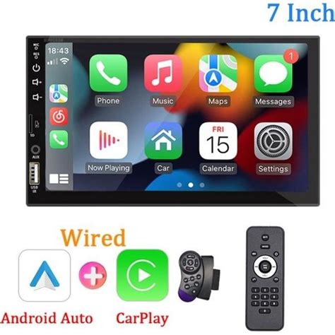 Autoradio Bluetooth Din Carplay Android Auto Filaire Lecteur