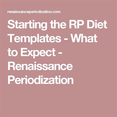 Renaissance Periodization Starting The Rp Diet Templates What To