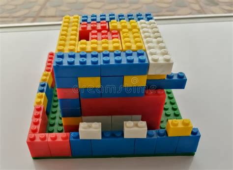 Kid Toy a House Made with Building Blocks Editorial Photo - Image of ...