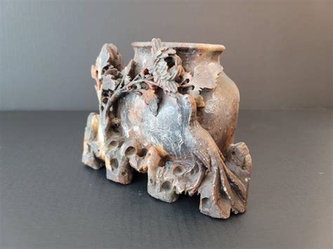 Antique Chinese Carved Soapstone Spill Vase For Sale At Stdibs