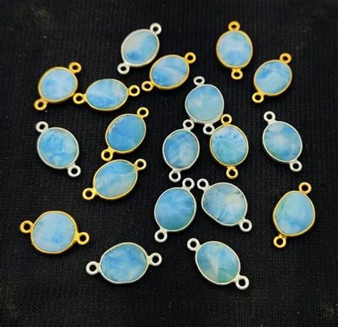 Larimar Gemstone Bezel Connectors Free Form Mm Mm Bezel Set