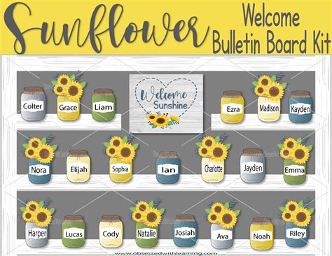 Sunflower Bulletin Board Set For Classroom Decor School Labels And Teacher Management Supplies