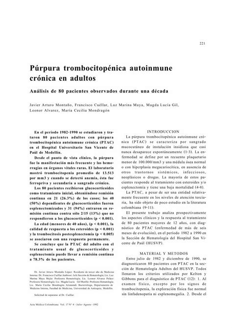 PDF Púrpura trombocitopénica autoinmune crónica en adultos 2016 11