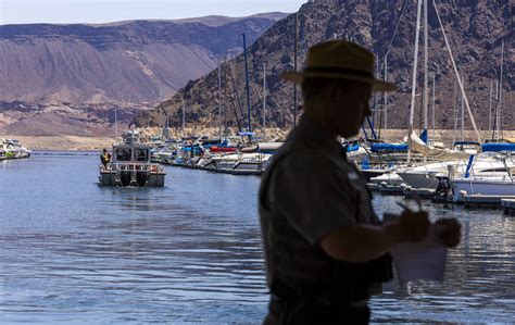 A fire boat leaves the Lake Mead Marina dock during a safe boating ...