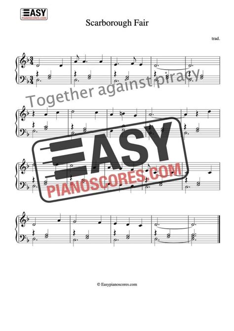 Scarborough Fair – Piano Sheet Music (PDF) – Easypianoscores.com