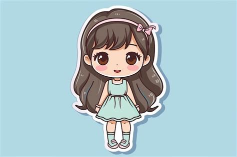 Flat Color Chibi Girl Character | Premium AI-generated vector