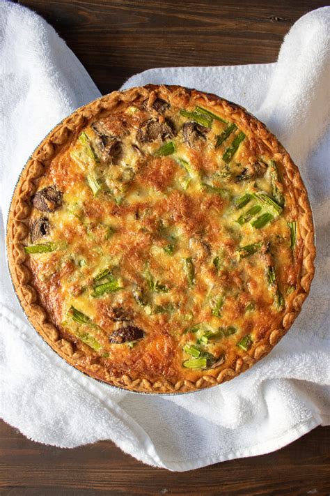 Easy Quiche Recipe With Asparagus Mushrooms And Cheddar Thekittchen