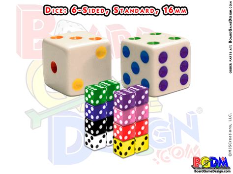 Dice 6 Sided Die 6 Sides Standard Game Diedotspips Dice D6 16mm