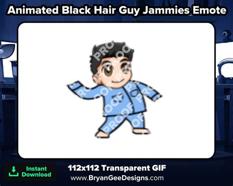 An Animated Black Hair Guy In Blue Pajamas