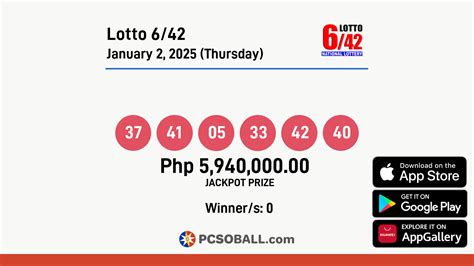 Lotto 6 42 January 2 2025 Thursday PCSO Lotto Results PCSO Ball