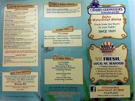 Crabby Oddwaters Menu In Sunset Beach Nc Order Delivery And Reviews