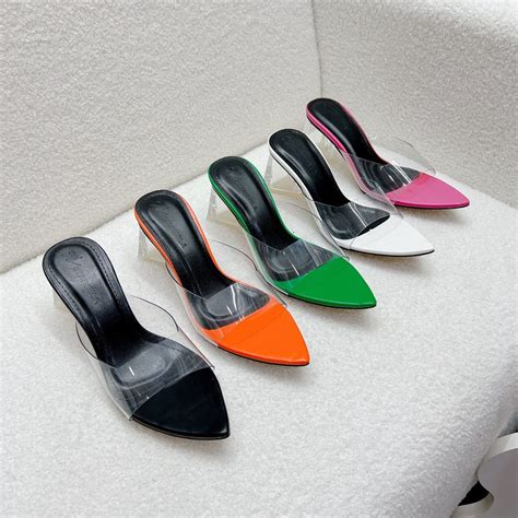 Guốc dép cao gót nữ p quai trong siêu HOT đế mica tam giác hàng chuẩn xịn mang cực xinh Chị