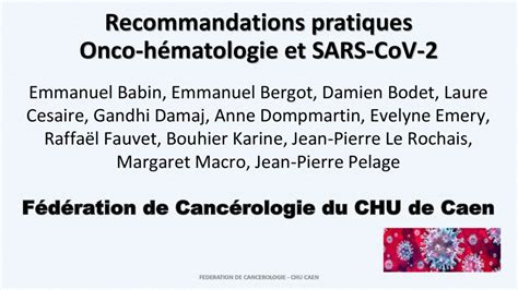 Recommandations Pratiques Onco H Matologie Et Sars Cov