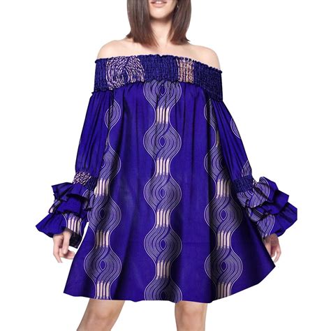 BintaRealWax Fashion Women S African Dresses Off The Shoulder Ruffle