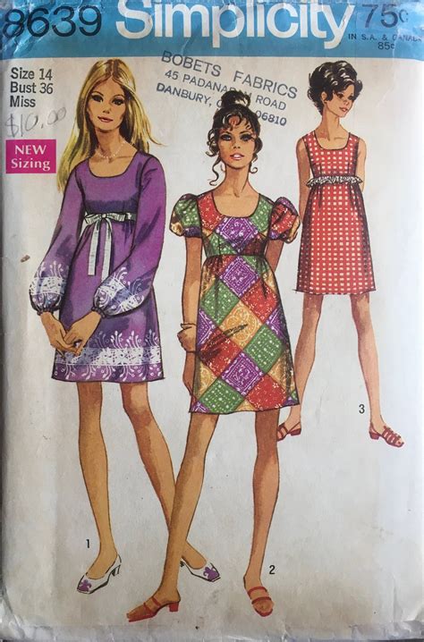 Simplicity 8639 Sewing Pattern Vintage Uncut Etsy Gogo Dress