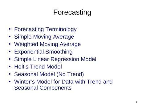 Ppt Forecasting Forecasting Terminology Simple Moving Average