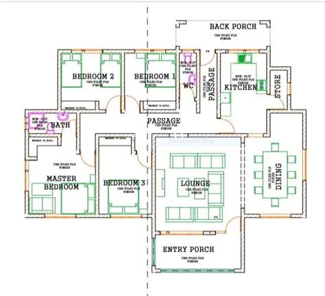 Four Bedroom Bungalow Floor Plan - floorplans.click