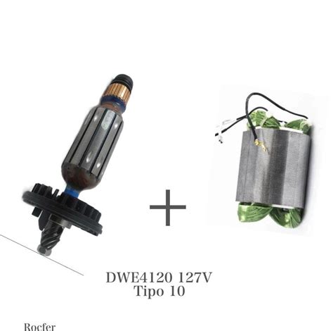 Kit Rotor E Estator 127V P Dwe4120 Tipo 10 Esmerilhadeira Dewalt