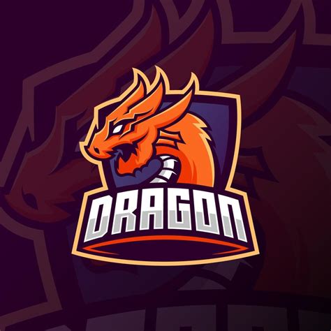 orange dragon mascot esport logo design 14797434 Vector Art at Vecteezy