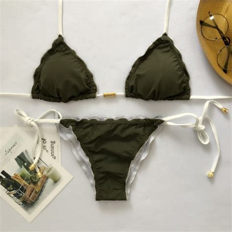Pure Color Bikini Bind Sexy Swimsuit On Luulla