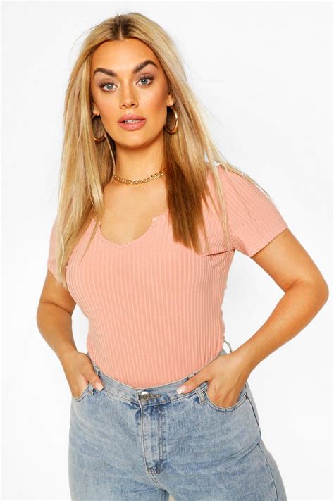 Nude Plus Ribbed Notch Plunge Cap Sleeve Bodysuit Boohoo Uk